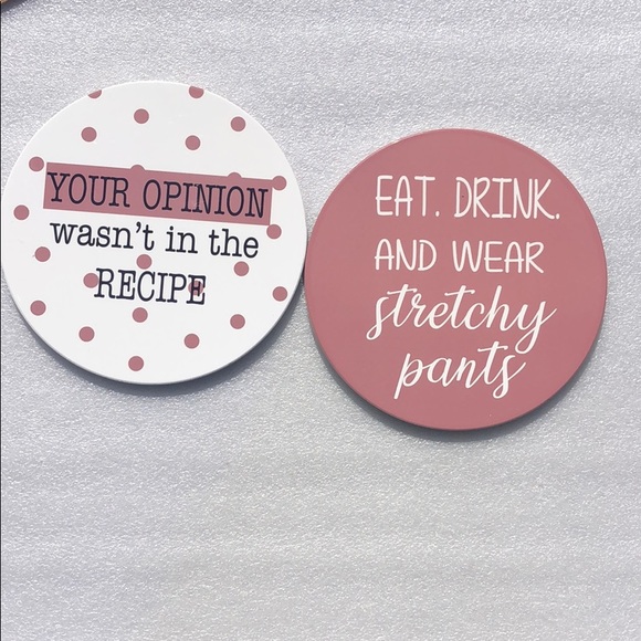 Other - Pink Ceramic Trivets with Witty Saying-standing-2
